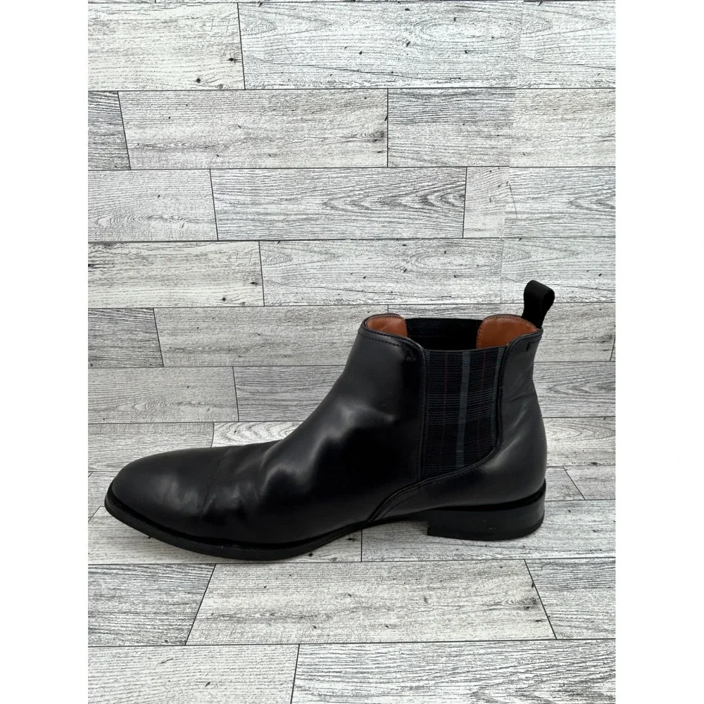 Florsheim Men Black Leather Chelsea Boots Square Toe Plaid Gore 11834-001 Sz 10M